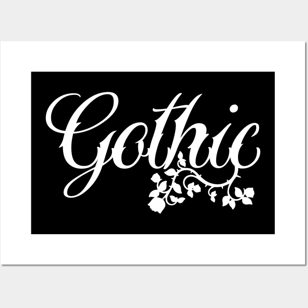 Gothic in aesthetic script with rose Wall Art by SpassmitShirts